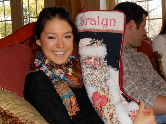 check out the beautiful stocking my mom needlepointed! She's amazing!